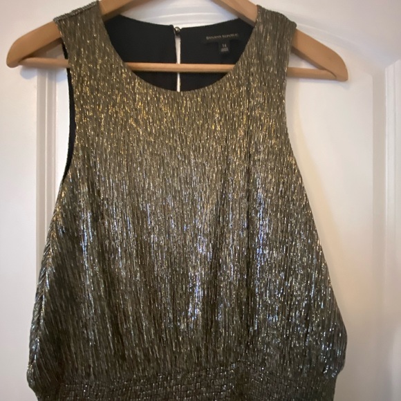 New without tags Banana Republic gold metallic dress- size 14 - Picture 2 of 5